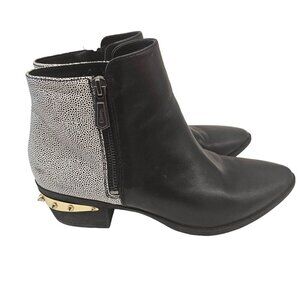 Circus By Sam Edelman Black  & White Ankle Boots With Gold Studded Heel